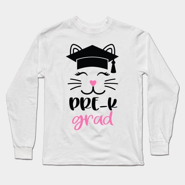 Cat Pre-K Grad Last Day of School Long Sleeve T-Shirt by DAN LE